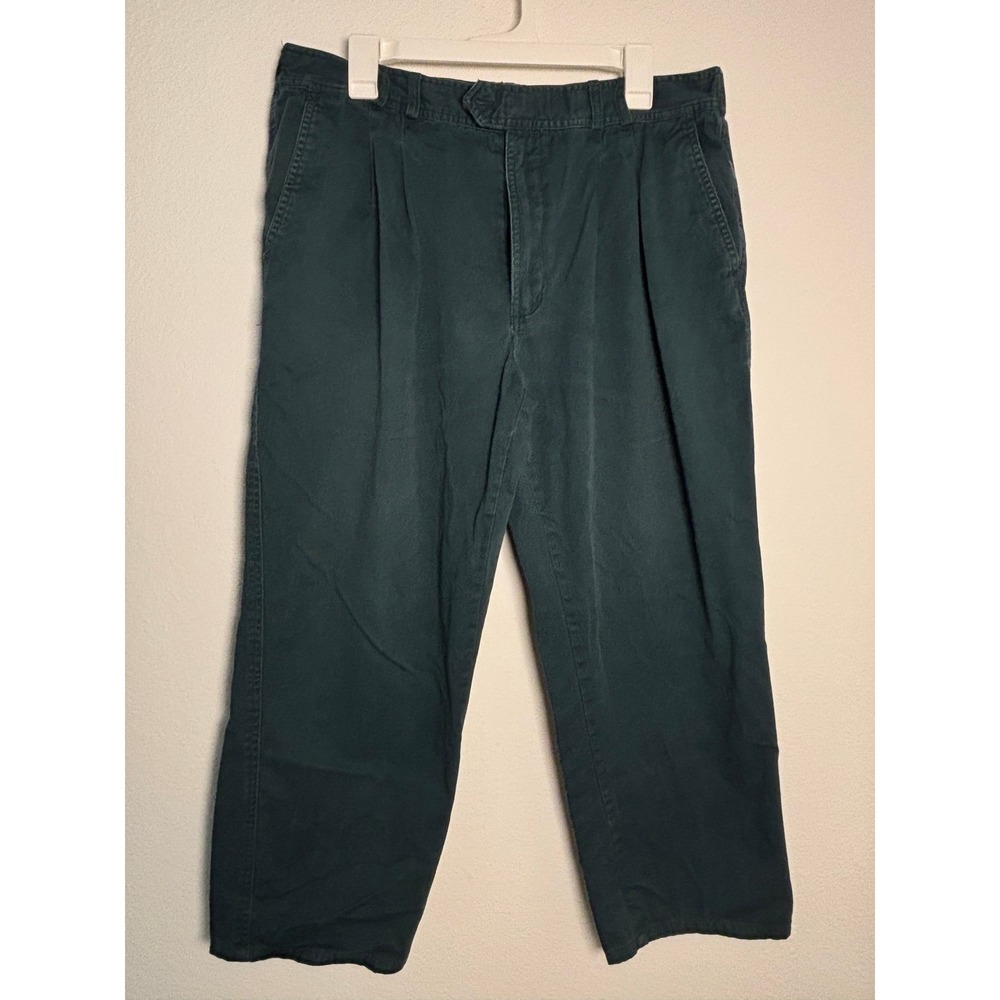Bugle Boy Company Mens Pleated Chinos Pants Green 36W 31L Vintage Style